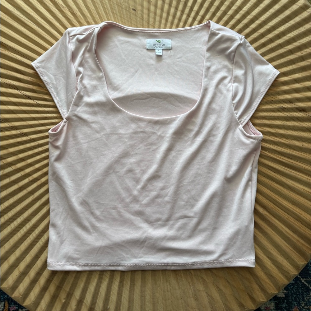 Live in the Moment Light Pink Crop Top Large